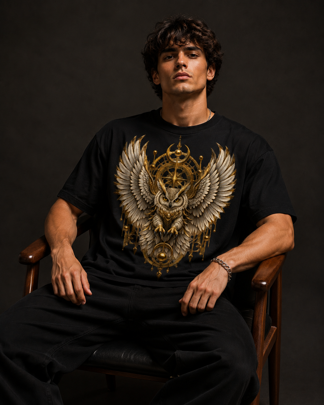 Celestial Golden Owl Guardian T-shirt