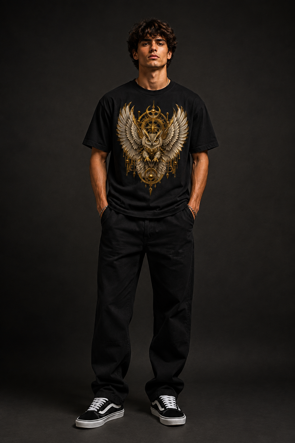 Celestial Golden Owl Guardian T-shirt